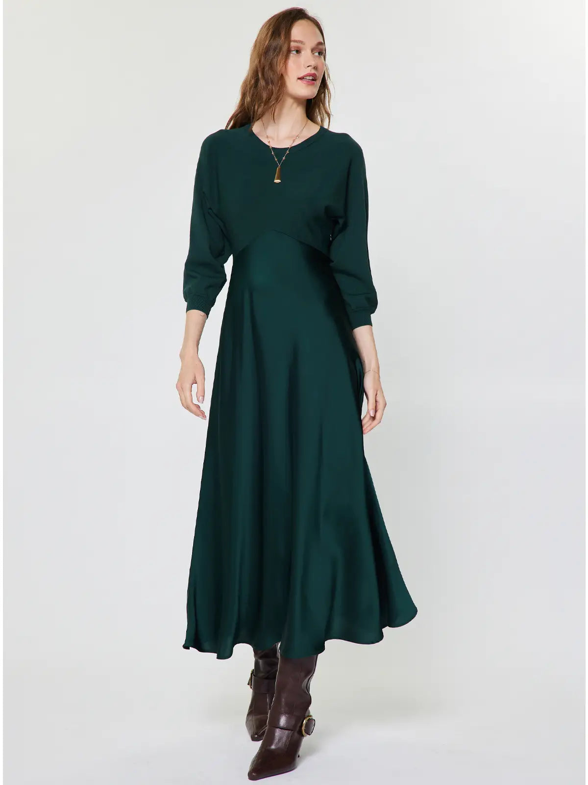 Soren Mixed Media Midi Dress