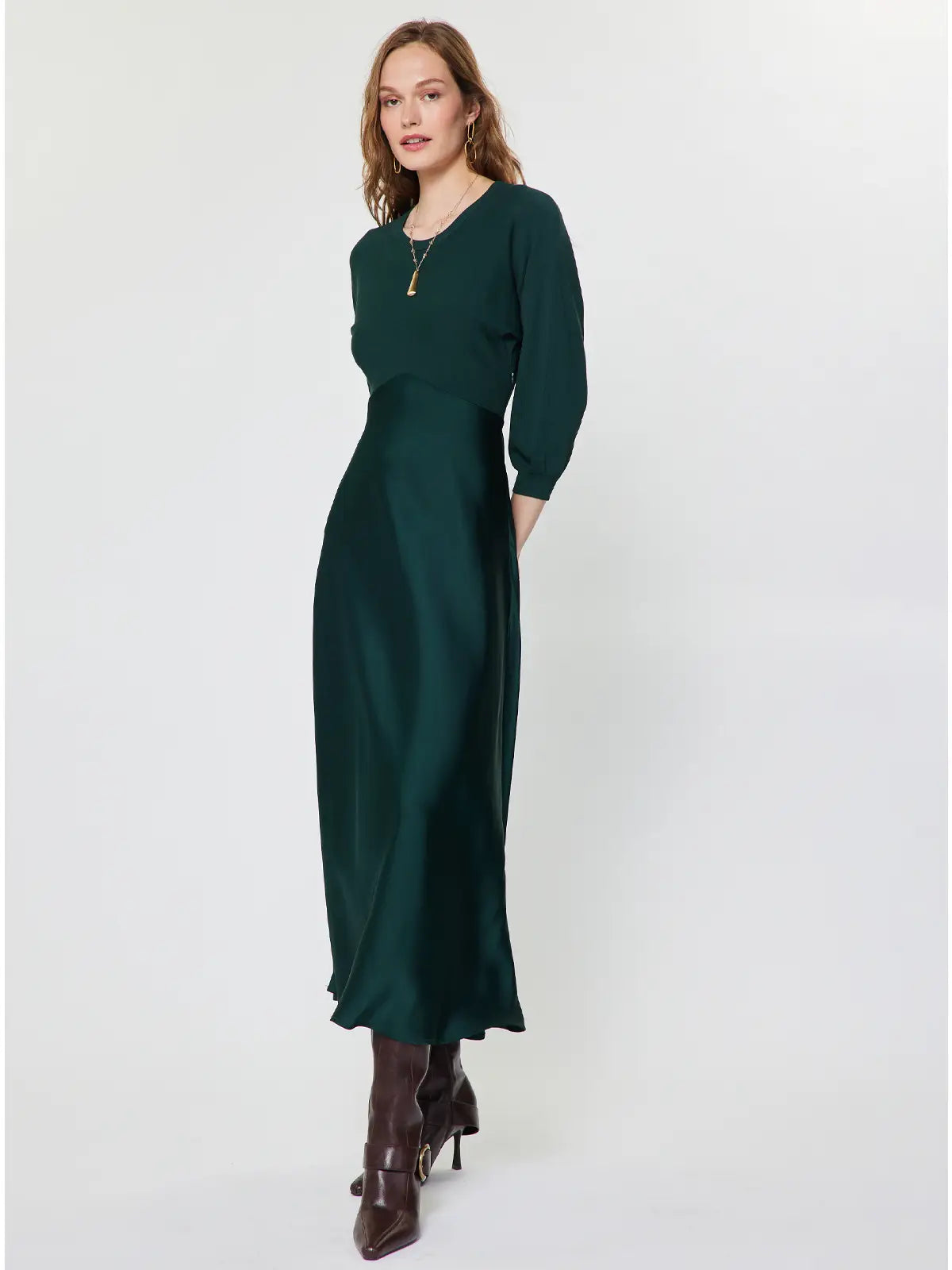 Soren Mixed Media Midi Dress