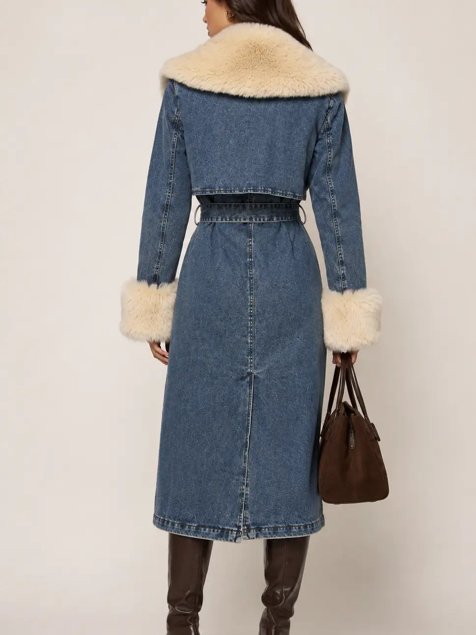 Michelle Denim Fur Coat