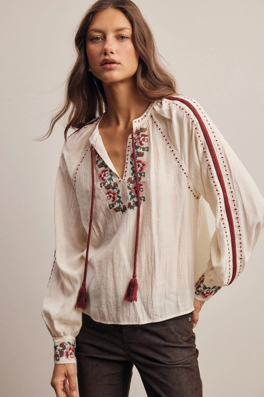 Flora Floral Tassel Blouse