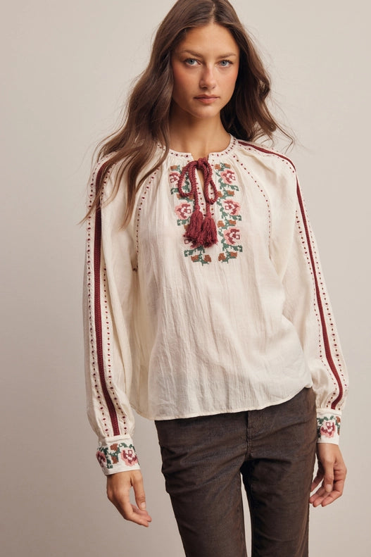 Flora Floral Tassel Blouse