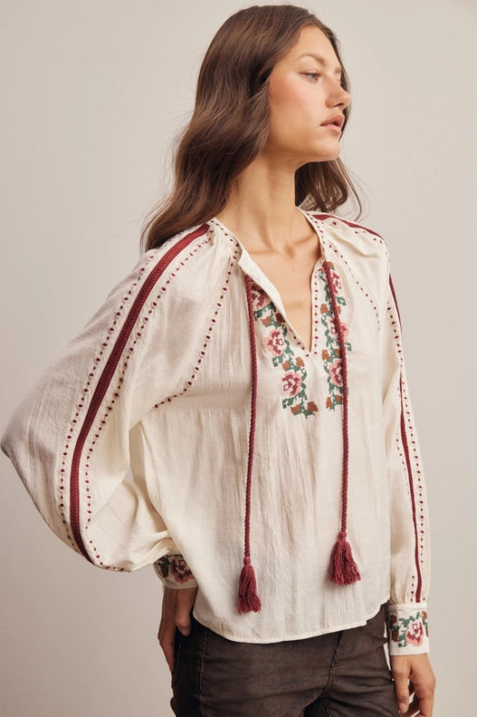 Flora Floral Tassel Blouse