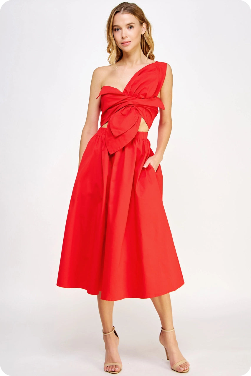 Fiona Knotted Bow Midi Dress