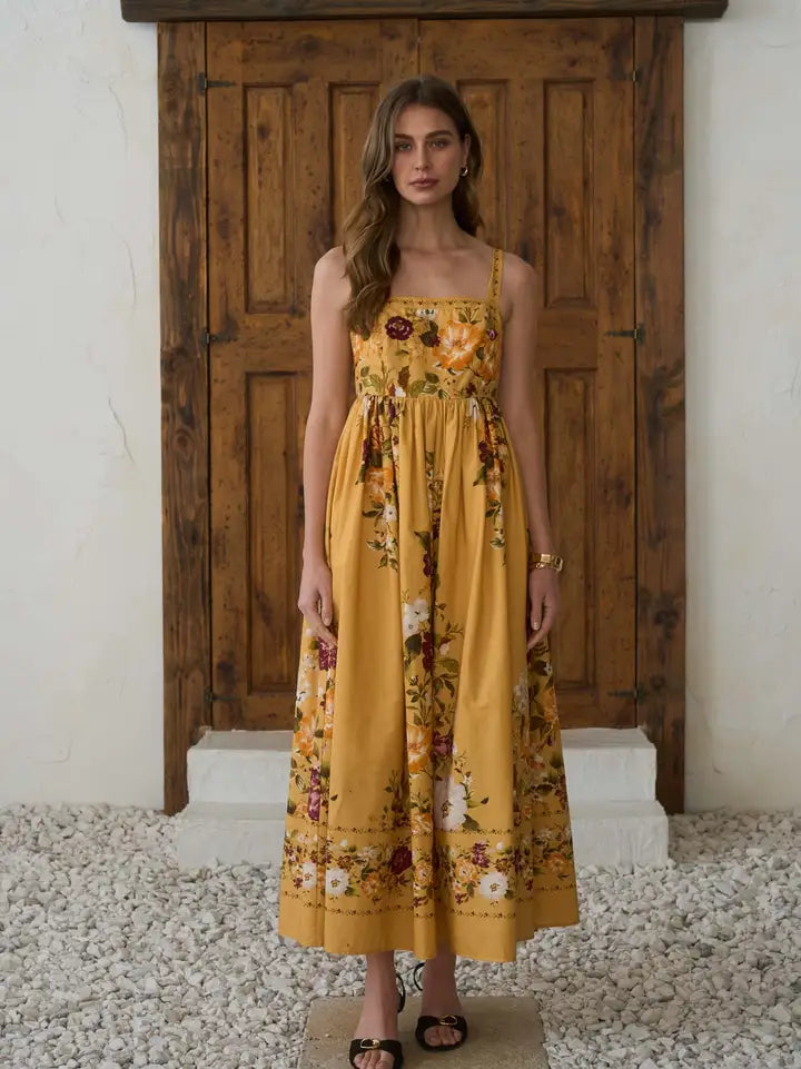 Fig Floral Embroidery Midi Dress