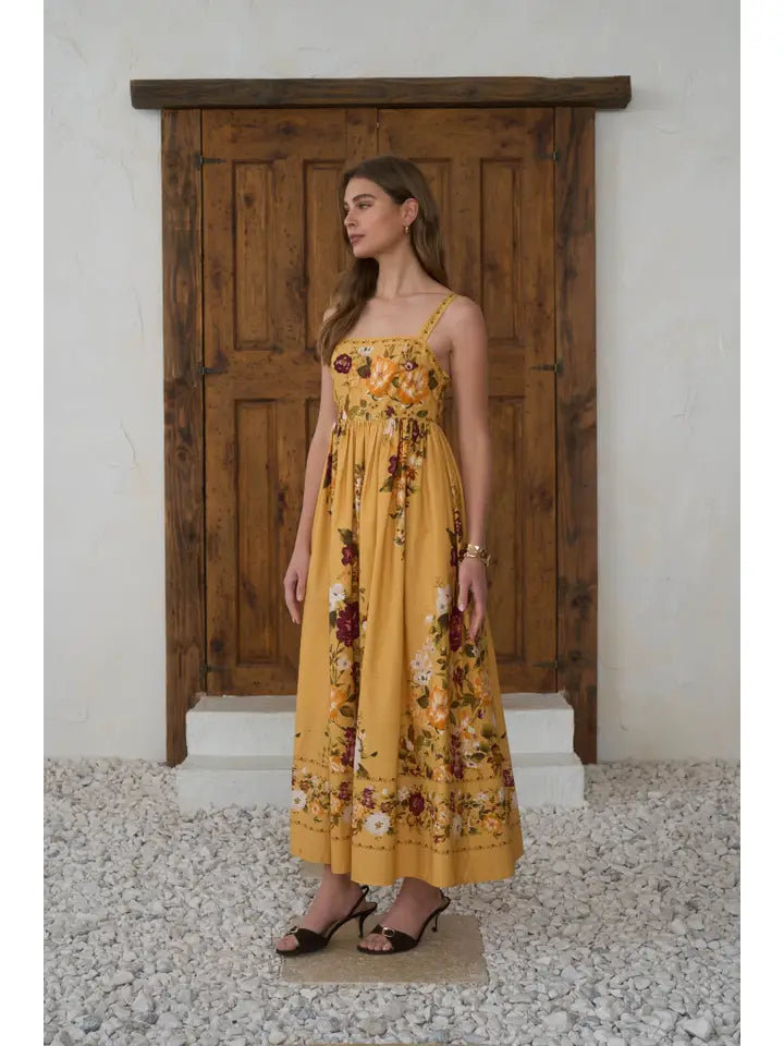 Fig Floral Embroidery Midi Dress