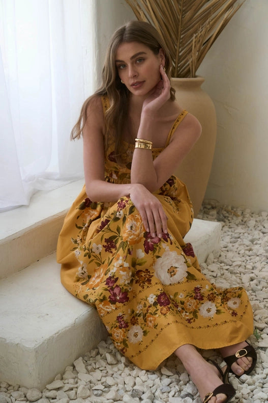 Fig Floral Embroidery Midi Dress