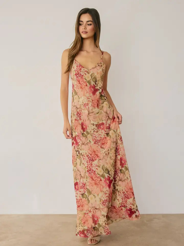 Venetia Floral Chiffon Midi Slip Dress