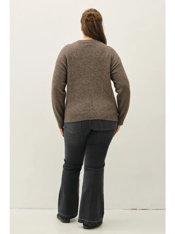 Josie Floral Embroidered Sweater - Plus Size