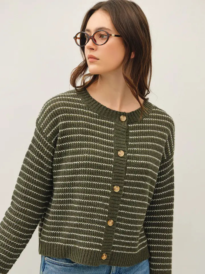 Sydney Striped Waffle Knit Cardigan