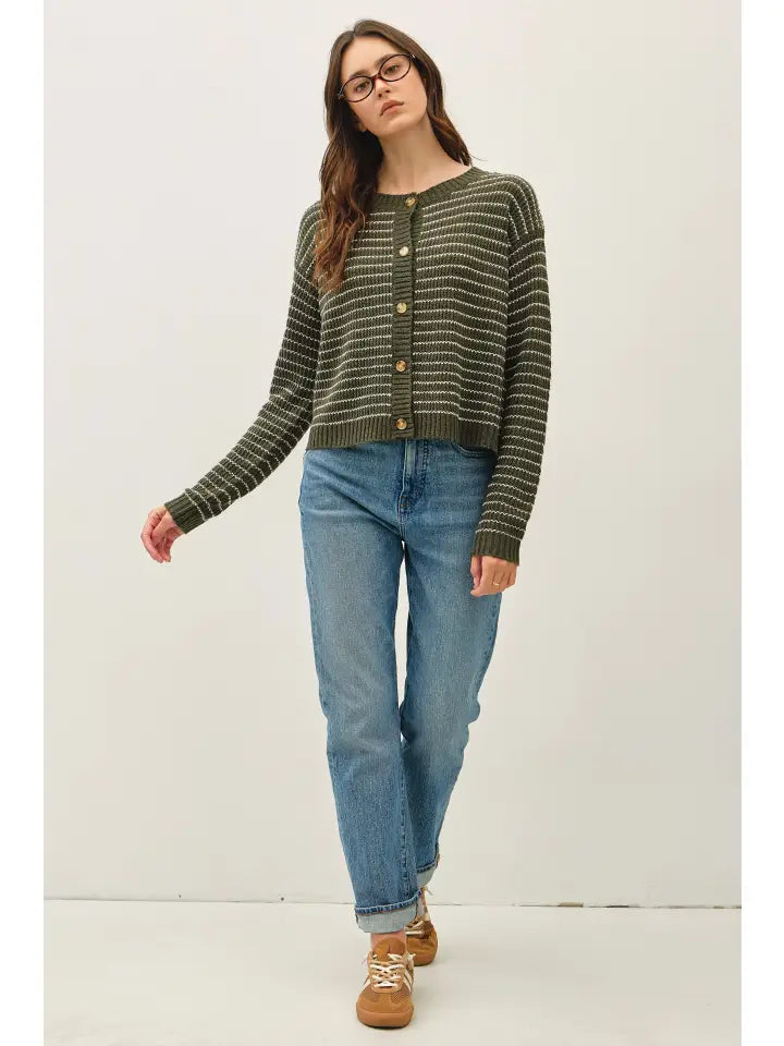 Sydney Striped Waffle Knit Cardigan