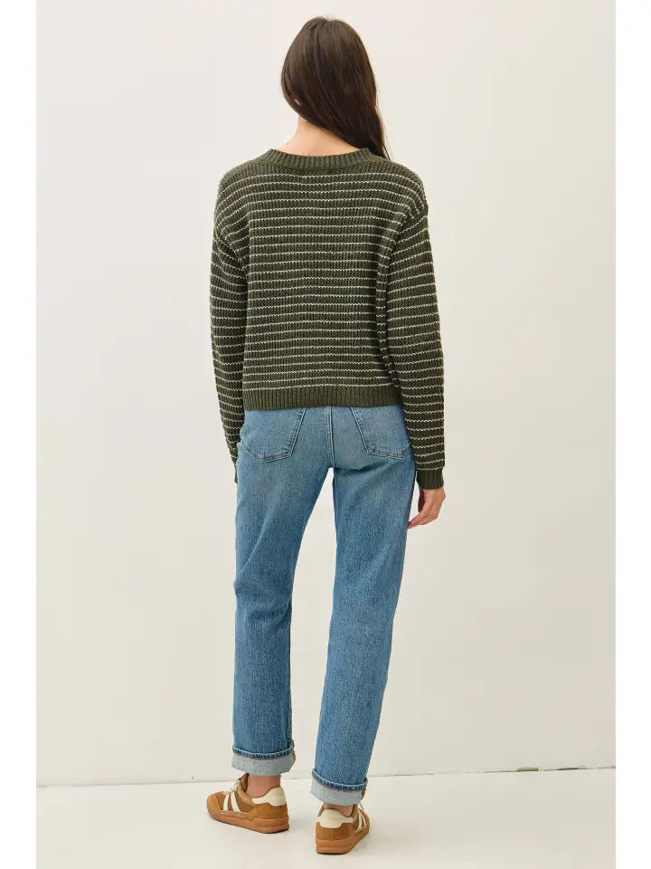 Sydney Striped Waffle Knit Cardigan
