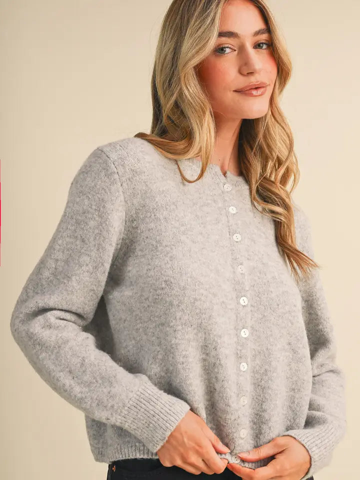 Marled Knit Sweater Cardigan