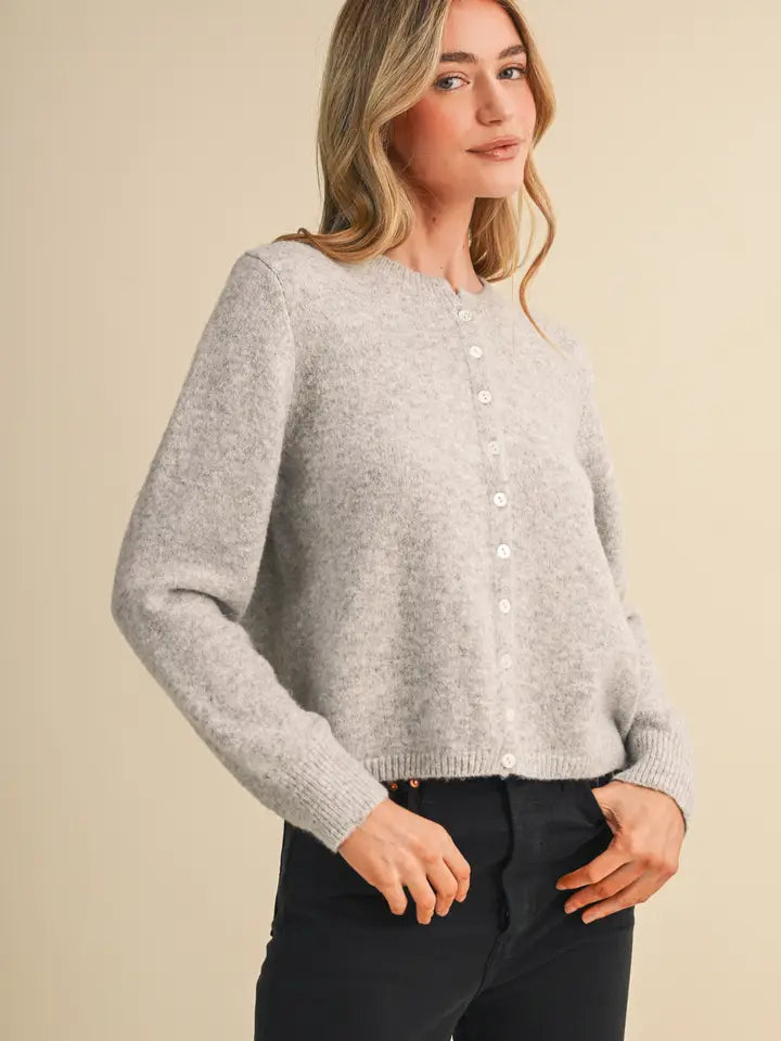 Marled Knit Sweater Cardigan