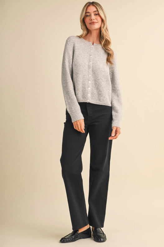 Marled Knit Sweater Cardigan