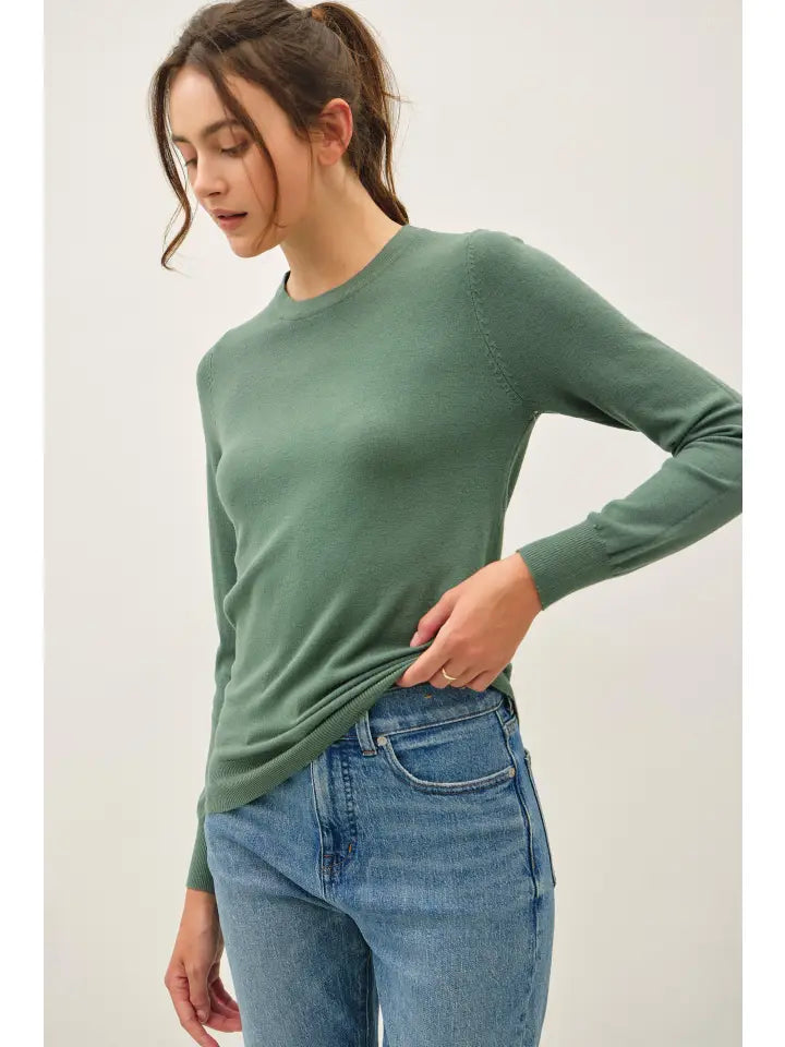 Viscose Crew Neck Soft Knit Sweater