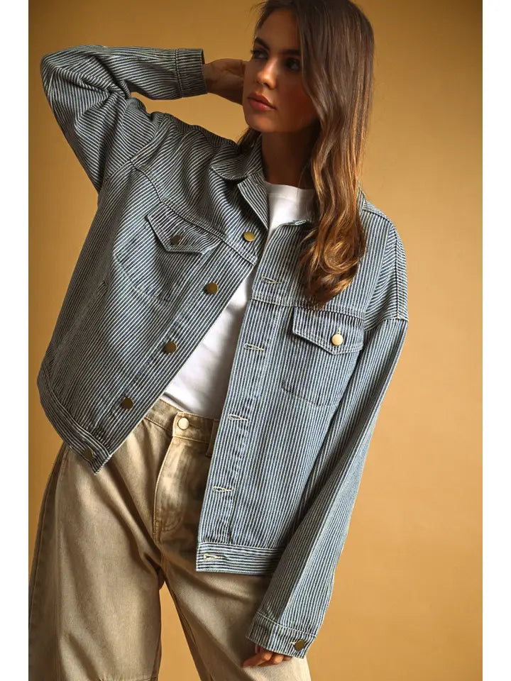 Sahara Stripped Denim Jacket