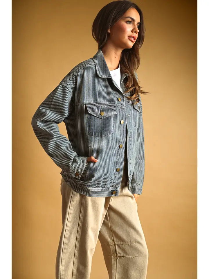Sahara Stripped Denim Jacket