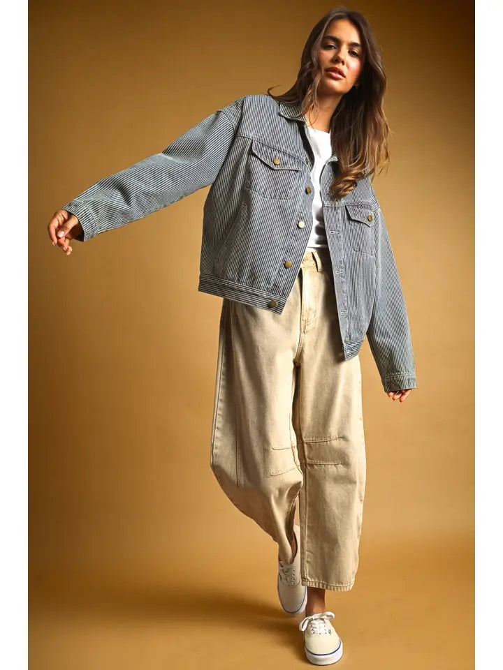 Sahara Stripped Denim Jacket
