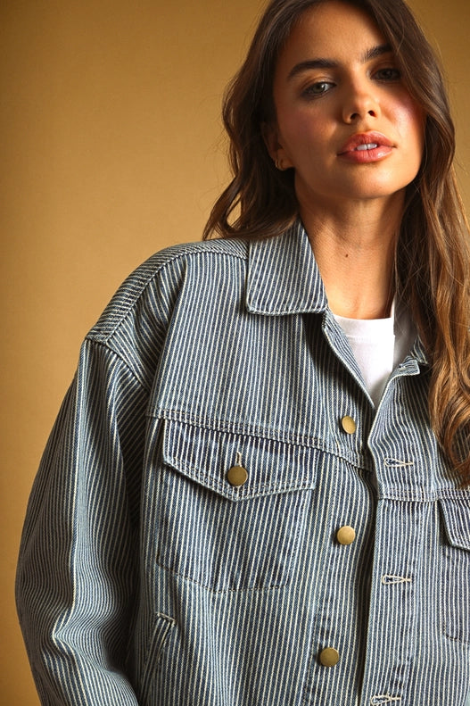 Sahara Stripped Denim Jacket