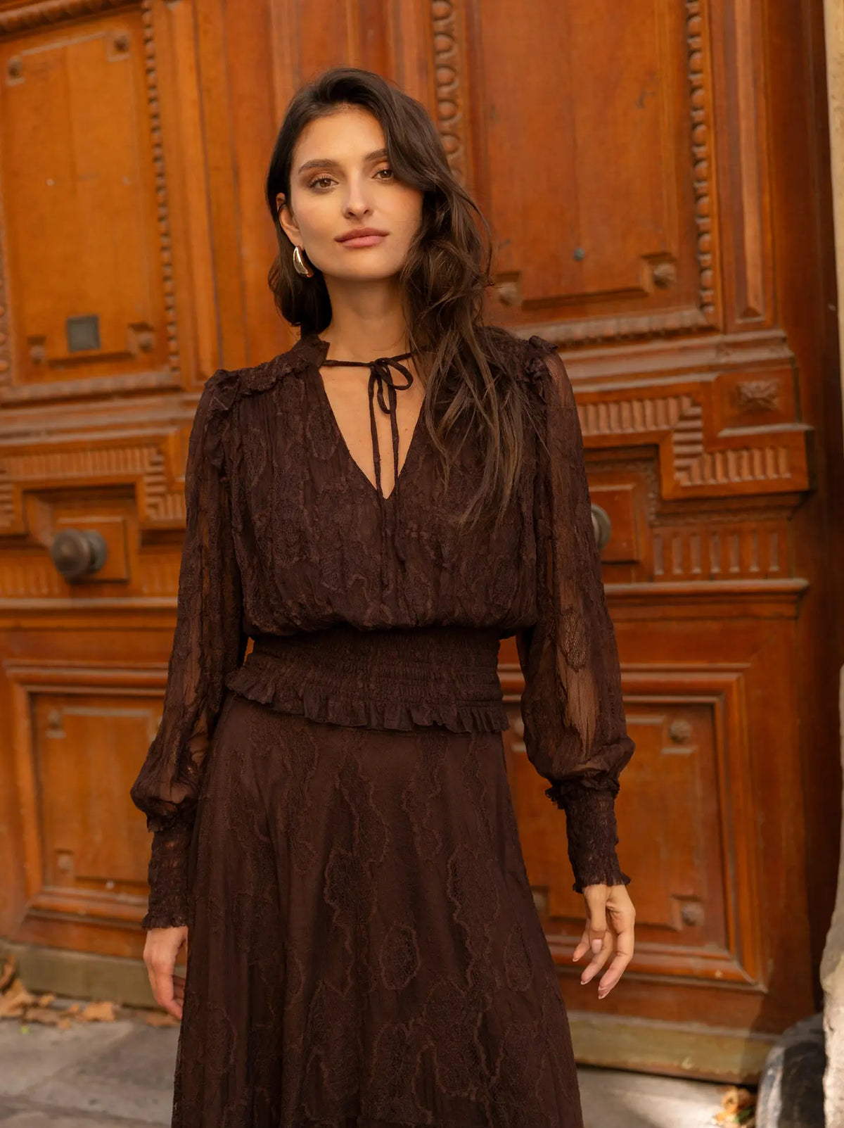 Ella Smocked Lace Blouse