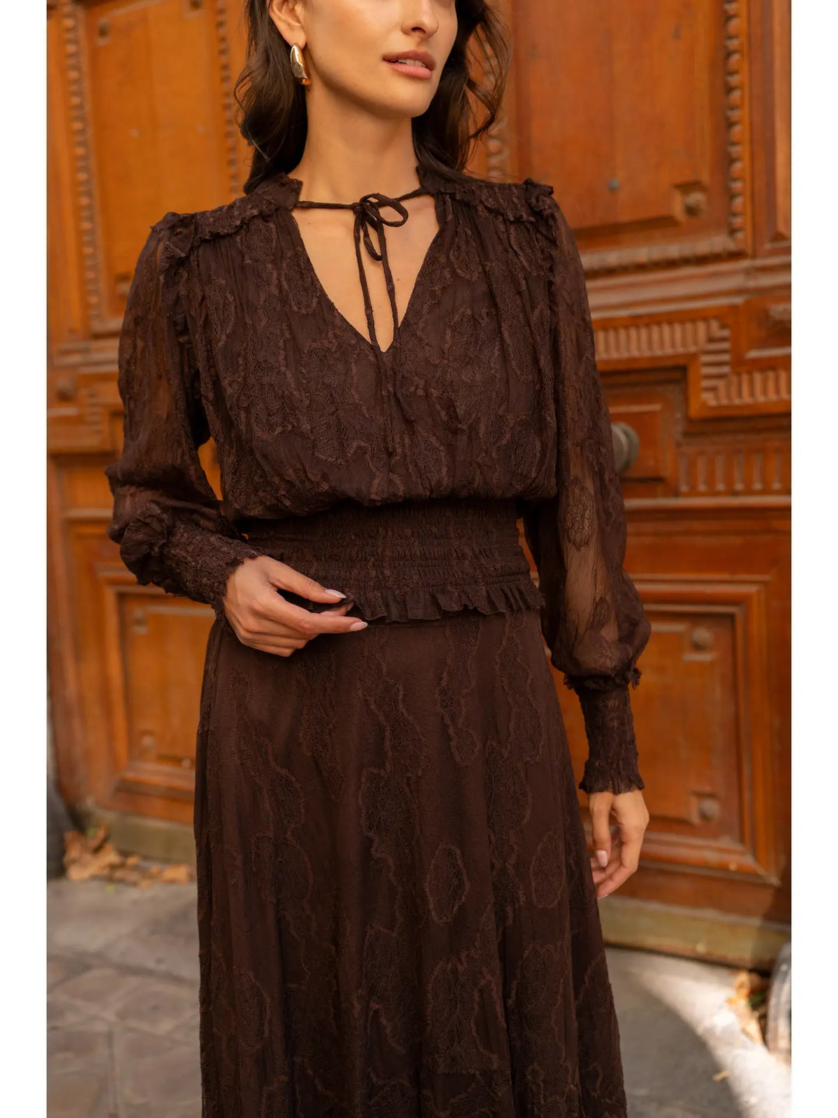 Ella Smocked Lace Blouse