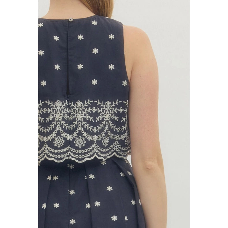 Emmy Embroidered Sleeveless Midi Dress