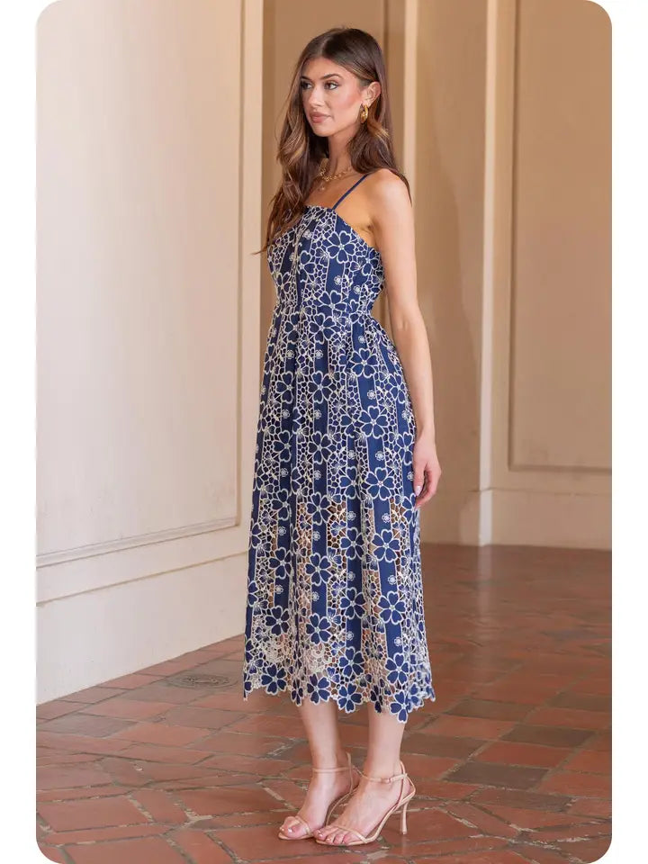 Gabby Guipure Lace Midi Dress