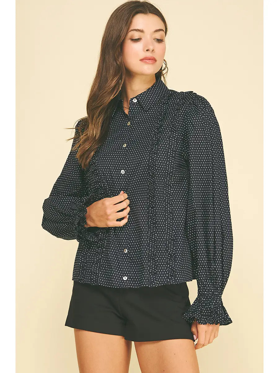 Raya Polka Dot Button Down Shirt