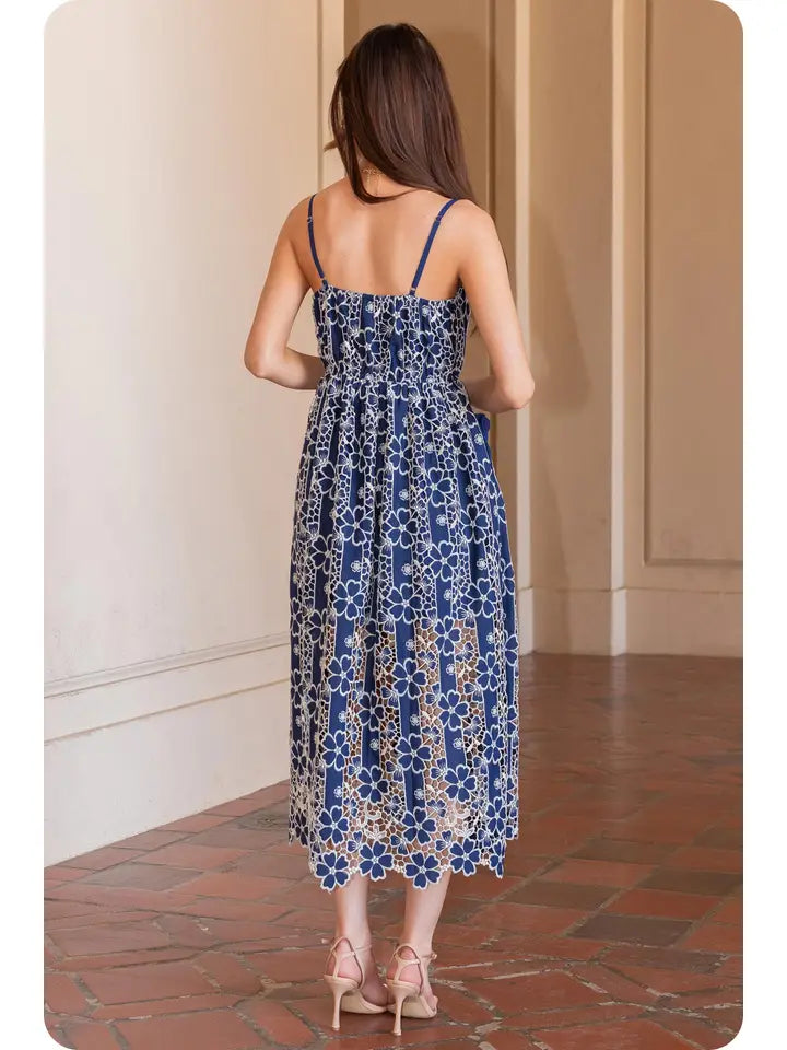 Gabby Guipure Lace Midi Dress