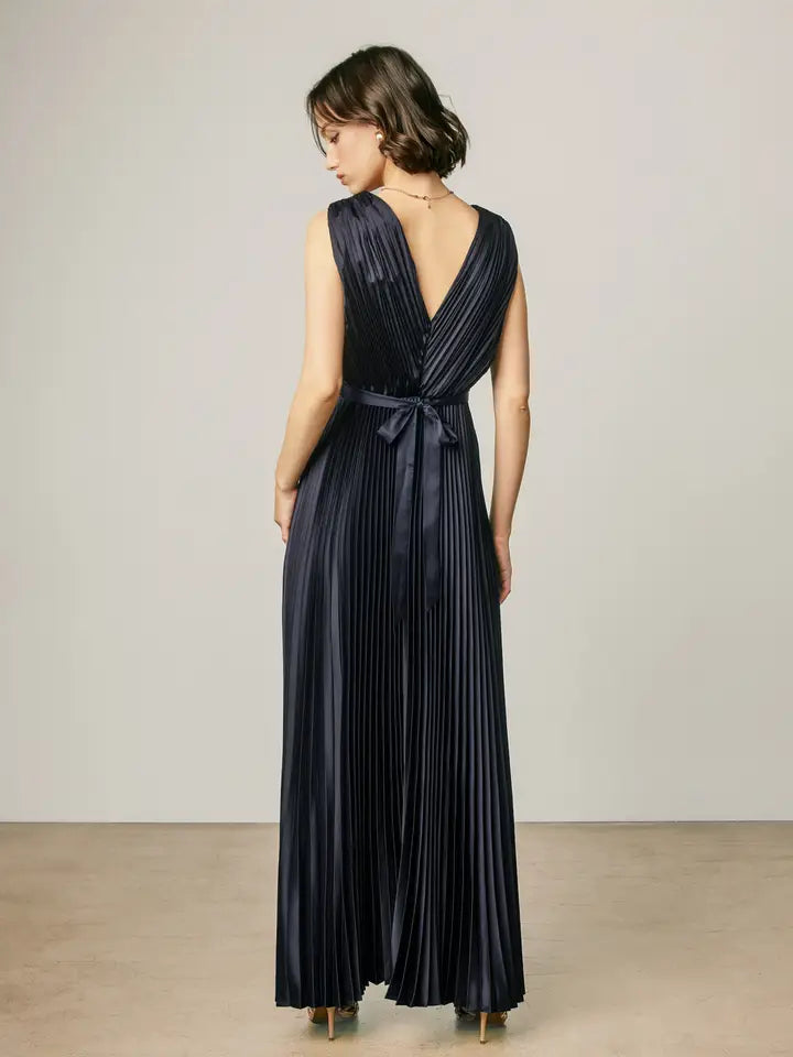 Margot Pleated V-Neck Maxi Dress
