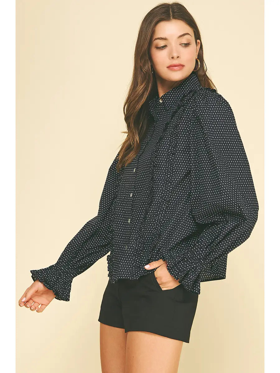 Raya Polka Dot Button Down Shirt