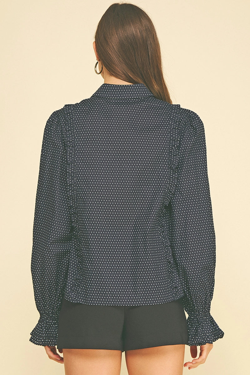 Raya Polka Dot Button Down Shirt