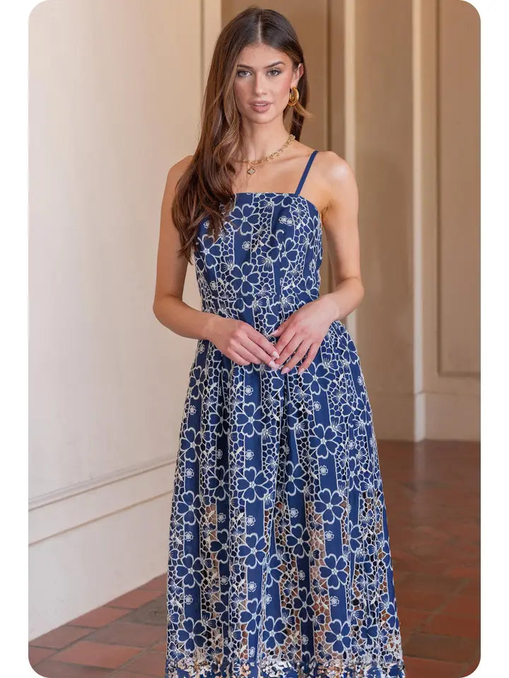 Gabby Guipure Lace Midi Dress