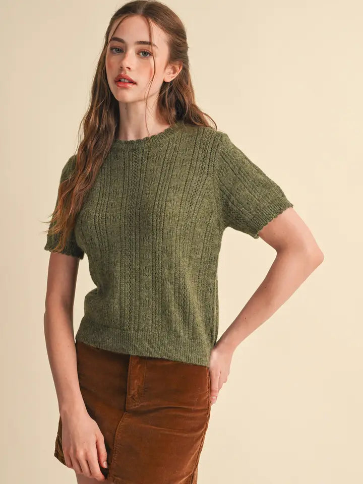Patrice Pointelle Short Sleeve Sweater