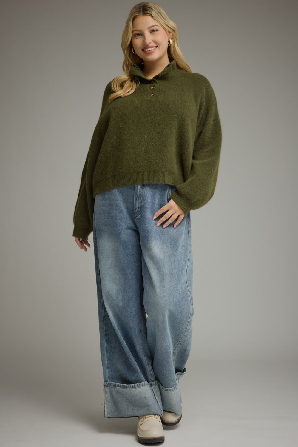 Remi Balloon Sleeve Sweater - Plus Size