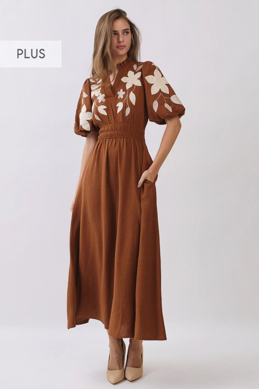 Everly Embroidered Midi Dress - Plus Size