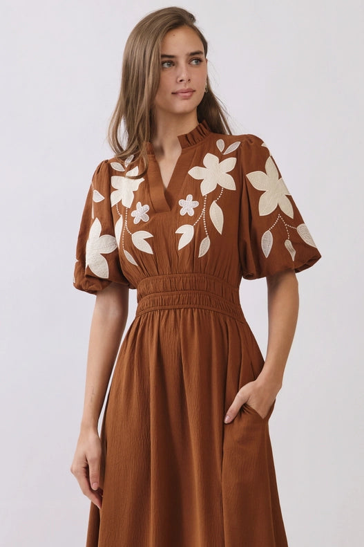 Everly Embroidered Midi Dress - Plus Size
