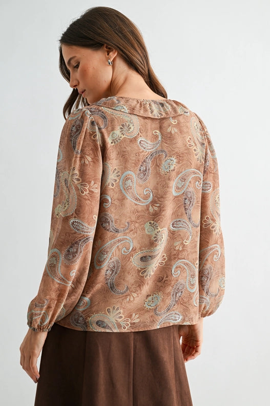 Raya Paisley Printed Chiffon Blouse