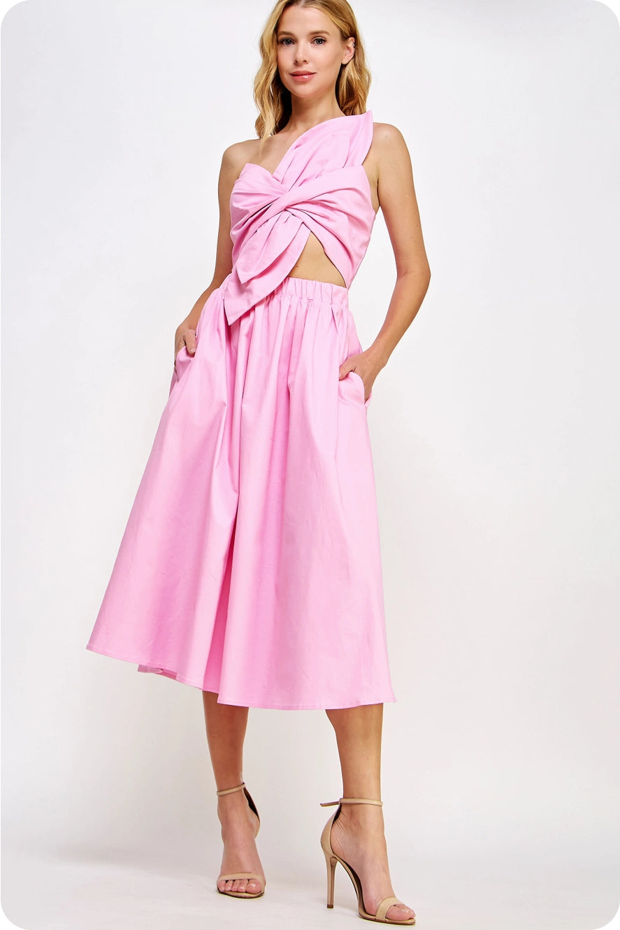 Fiona Knotted Bow Midi Dress
