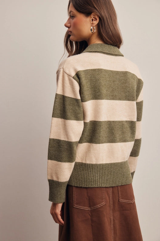 Stephanie Striped Collared Sweater