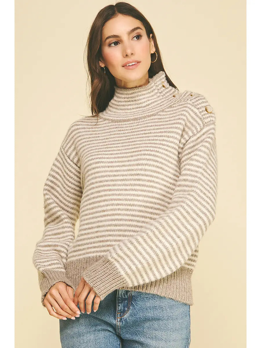 Marley Striped Mock Neck Sweater