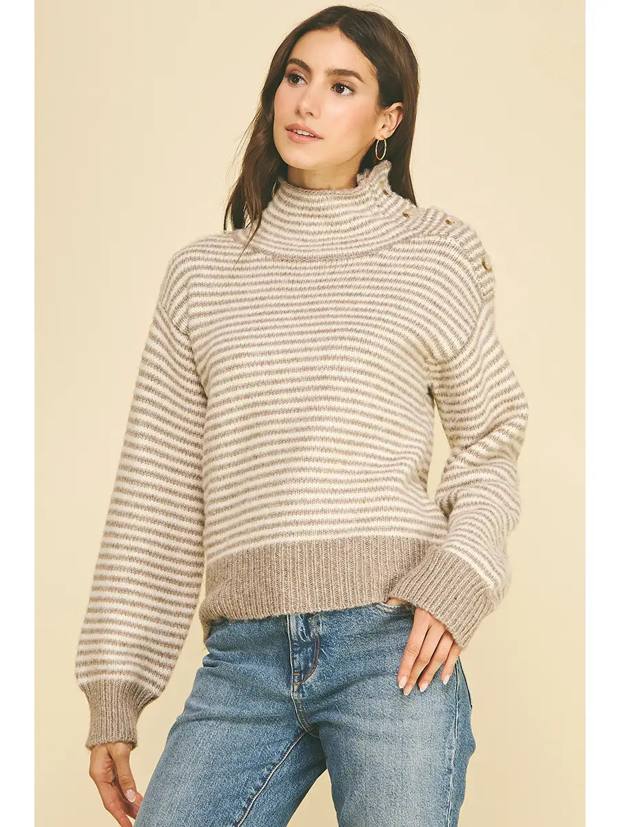 Marley Striped Mock Neck Sweater