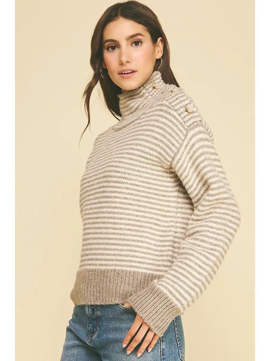 Marley Striped Mock Neck Sweater