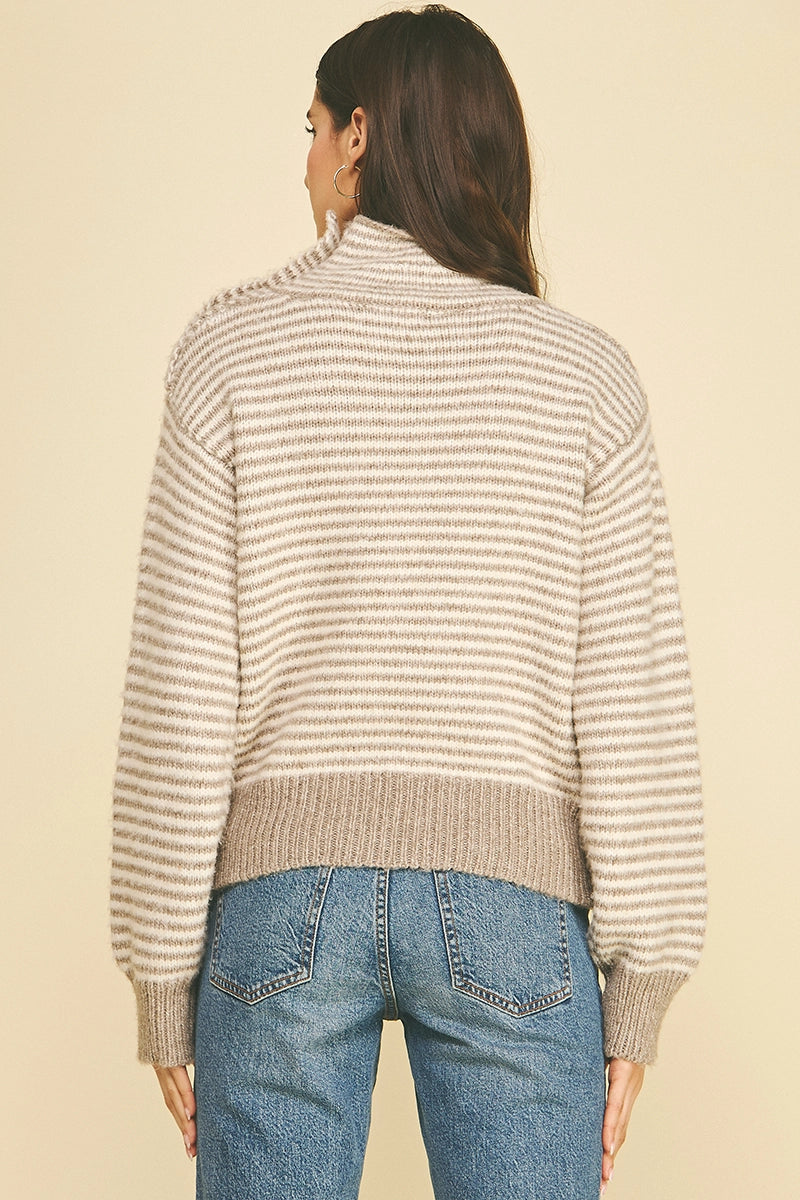 Marley Striped Mock Neck Sweater