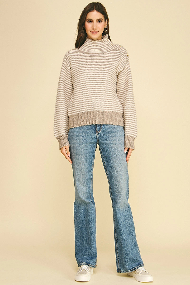 Marley Striped Mock Neck Sweater