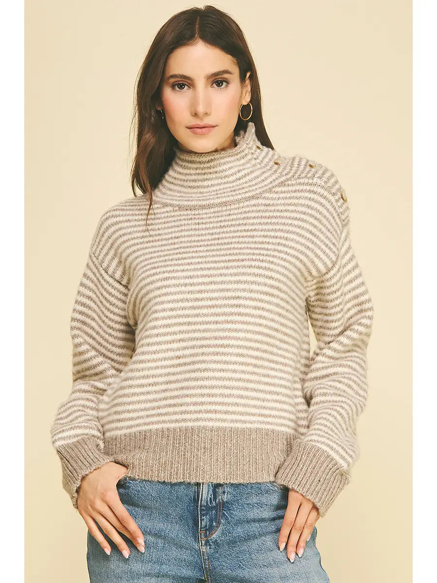 Marley Striped Mock Neck Sweater