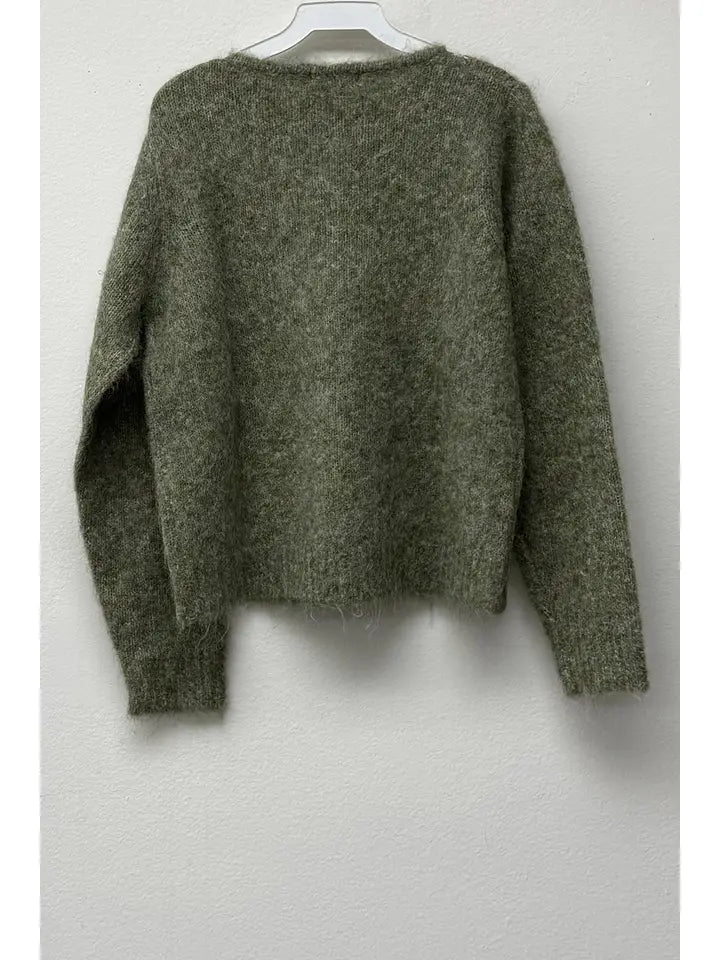 Freya Floral Embroidered Fuzzy Knit Sweater