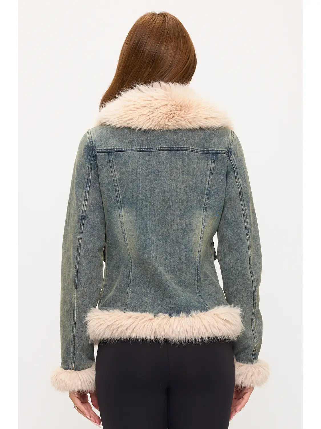 Vintage Faux Fur Trim Denim Jacket