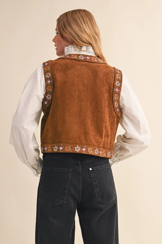 Tessa Tie Front Suede Vest