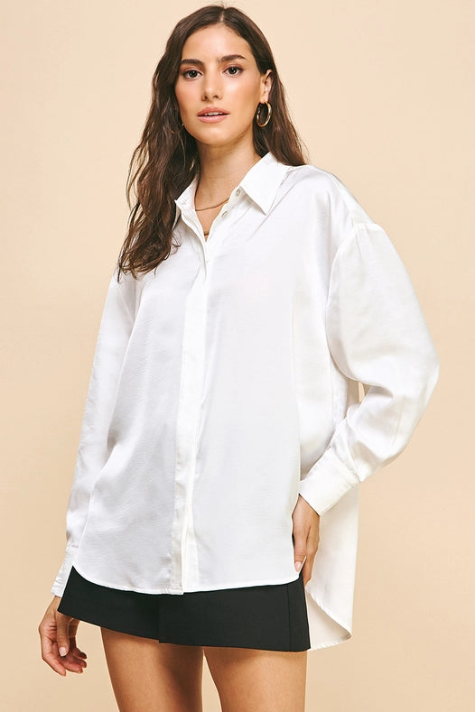 Lynette Solid Satin Blouse